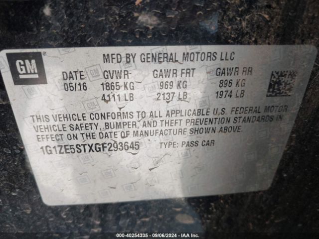 Photo 8 VIN: 1G1ZE5STXGF293645 - CHEVROLET MALIBU 