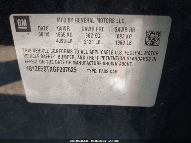 Photo 8 VIN: 1G1ZE5STXGF307625 - CHEVROLET MALIBU 