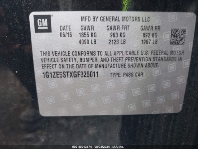 Photo 8 VIN: 1G1ZE5STXGF325011 - CHEVROLET MALIBU 