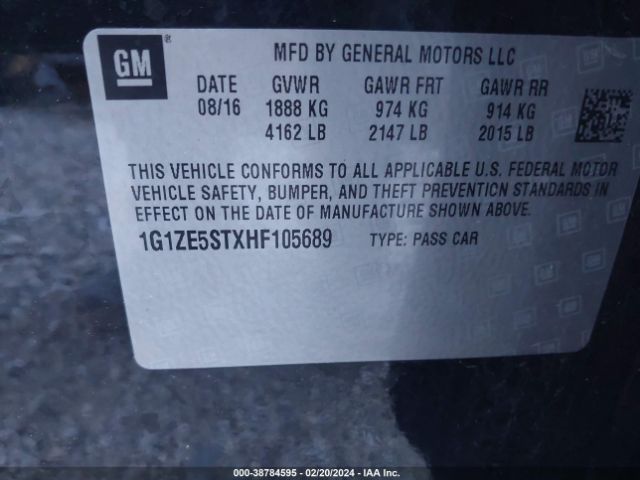 Photo 8 VIN: 1G1ZE5STXHF105689 - CHEVROLET MALIBU 