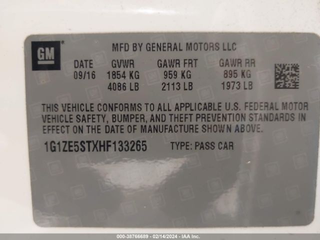 Photo 8 VIN: 1G1ZE5STXHF133265 - CHEVROLET MALIBU 