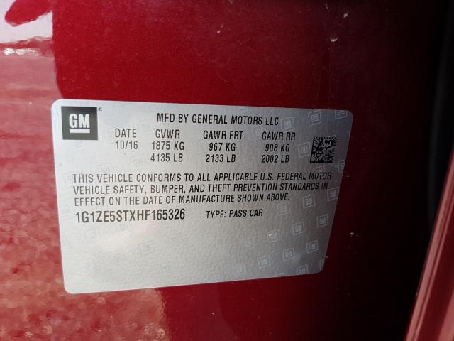 Photo 9 VIN: 1G1ZE5STXHF165326 - CHEVROLET MALIBU LT 