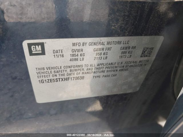 Photo 8 VIN: 1G1ZE5STXHF170638 - CHEVROLET MALIBU 