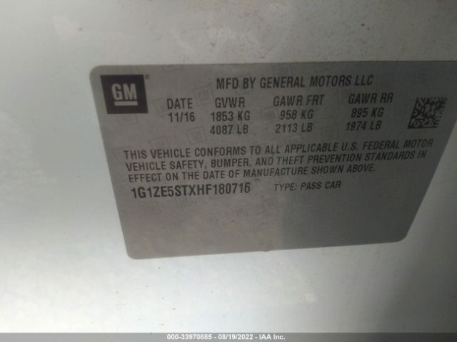 Photo 8 VIN: 1G1ZE5STXHF180716 - CHEVROLET MALIBU 