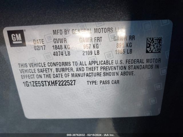 Photo 8 VIN: 1G1ZE5STXHF222527 - CHEVROLET MALIBU 