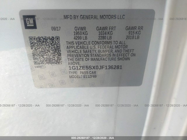 Photo 8 VIN: 1G1ZE5SX0JF136281 - CHEVROLET MALIBU 