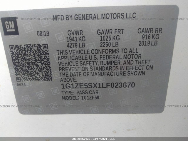 Photo 8 VIN: 1G1ZE5SX1LF023670 - CHEVROLET MALIBU 