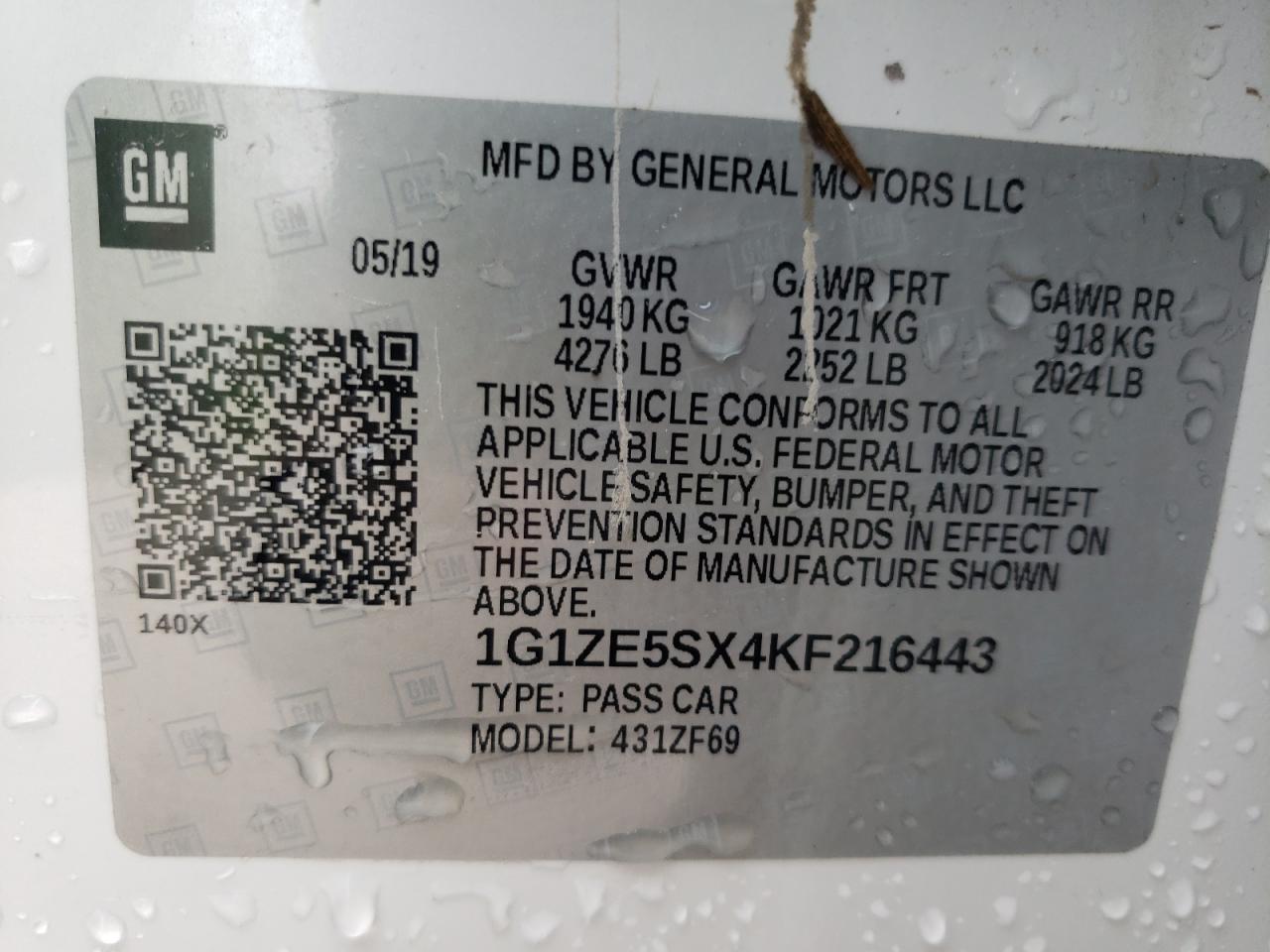 Photo 10 VIN: 1G1ZE5SX4KF216443 - CHEVROLET MALIBU 