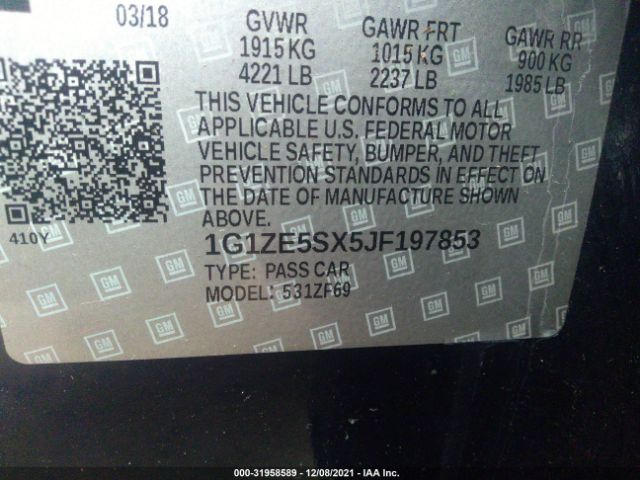 Photo 8 VIN: 1G1ZE5SX5JF197853 - CHEVROLET MALIBU 