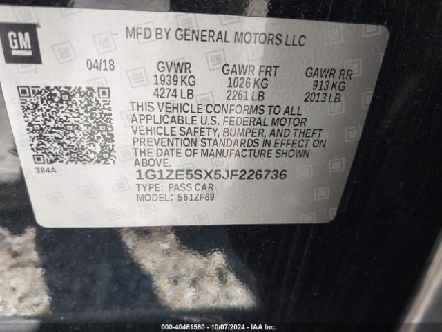 Photo 8 VIN: 1G1ZE5SX5JF226736 - CHEVROLET MALIBU 