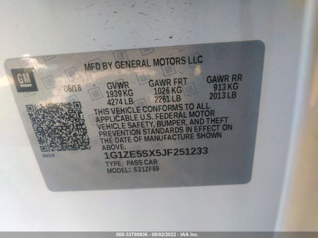 Photo 8 VIN: 1G1ZE5SX5JF251233 - CHEVROLET MALIBU 