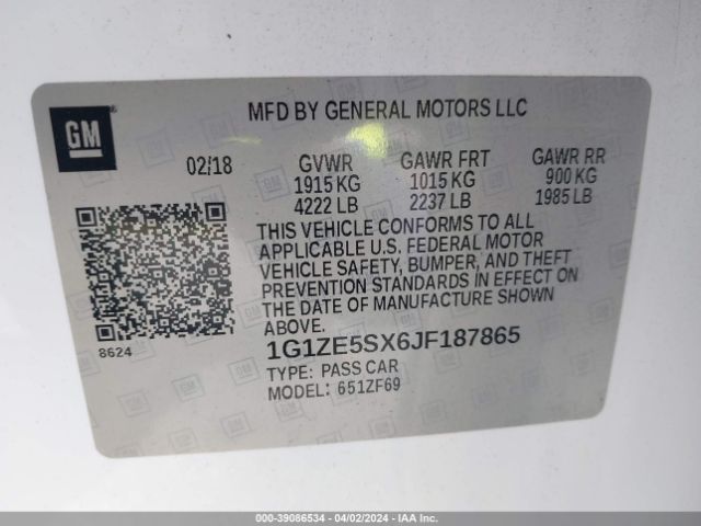 Photo 8 VIN: 1G1ZE5SX6JF187865 - CHEVROLET MALIBU 