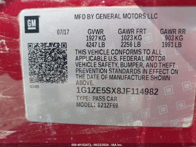 Photo 8 VIN: 1G1ZE5SX8JF114982 - CHEVROLET MALIBU 