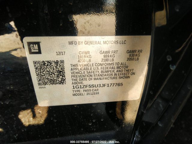 Photo 8 VIN: 1G1ZF5SU3JF177765 - CHEVROLET MALIBU 