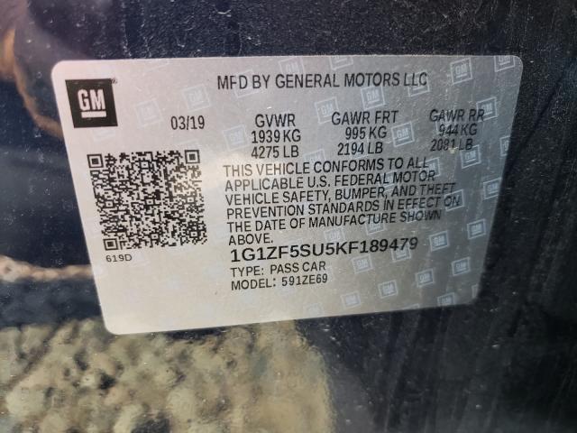 Photo 9 VIN: 1G1ZF5SU5KF189479 - CHEVROLET MALIBU HYB 