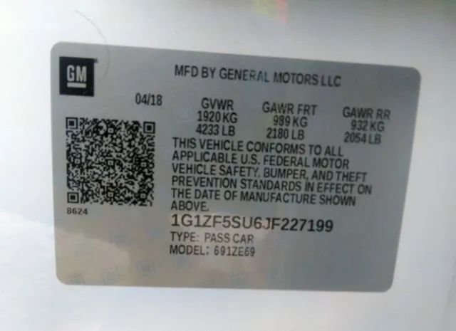 Photo 8 VIN: 1G1ZF5SU6JF227199 - CHEVROLET MALIBU 