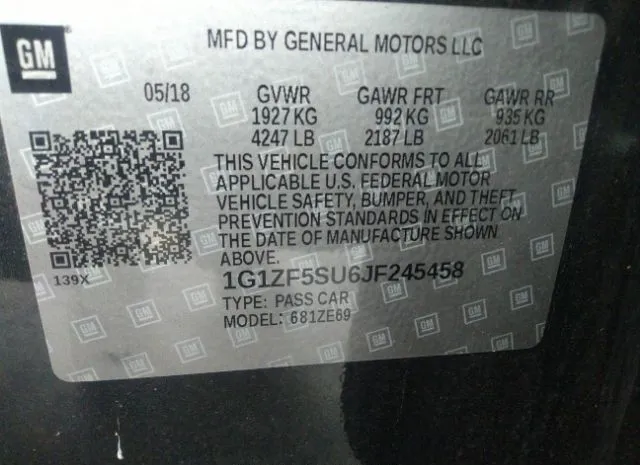 Photo 8 VIN: 1G1ZF5SU6JF245458 - CHEVROLET MALIBU 