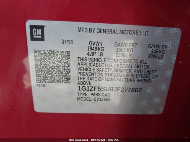 Photo 8 VIN: 1G1ZF5SU8JF277862 - CHEVROLET MALIBU 