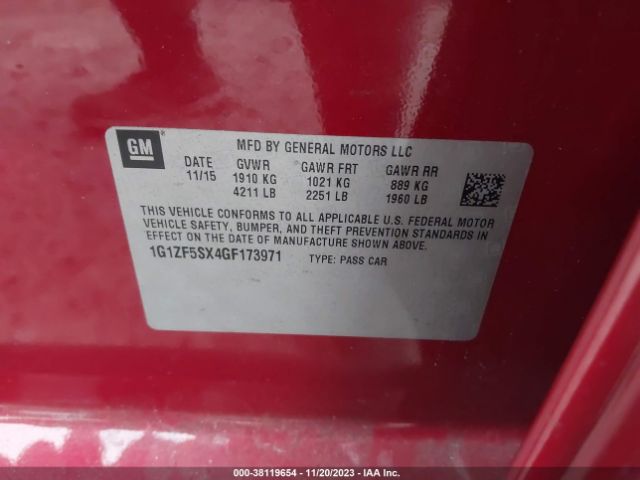 Photo 8 VIN: 1G1ZF5SX4GF173971 - CHEVROLET MALIBU 