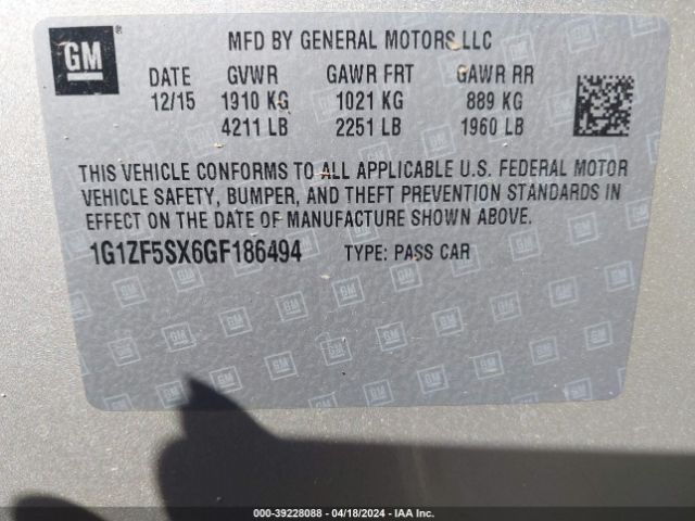 Photo 8 VIN: 1G1ZF5SX6GF186494 - CHEVROLET MALIBU 