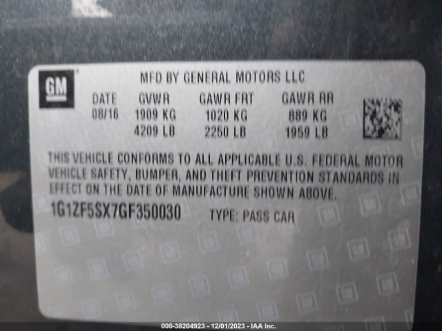 Photo 8 VIN: 1G1ZF5SX7GF350030 - CHEVROLET MALIBU 