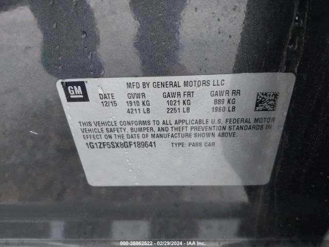 Photo 8 VIN: 1G1ZF5SX8GF189641 - CHEVROLET MALIBU 