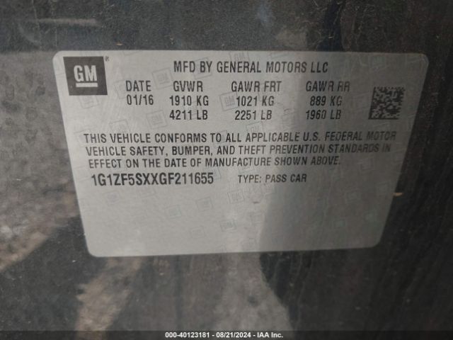 Photo 8 VIN: 1G1ZF5SXXGF211655 - CHEVROLET MALIBU 