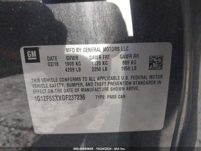 Photo 8 VIN: 1G1ZF5SXXGF237236 - CHEVROLET MALIBU 