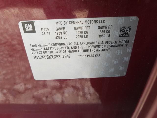 Photo 9 VIN: 1G1ZF5SXXGF307947 - CHEVROLET MALIBU LT 