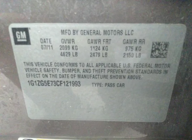 Photo 8 VIN: 1G1ZG5E73CF121993 - CHEVROLET MALIBU 