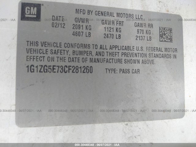 Photo 8 VIN: 1G1ZG5E73CF281260 - CHEVROLET MALIBU 