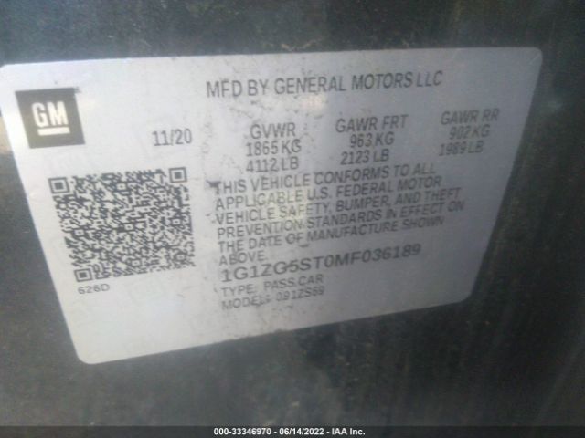 Photo 8 VIN: 1G1ZG5ST0MF036189 - CHEVROLET MALIBU 