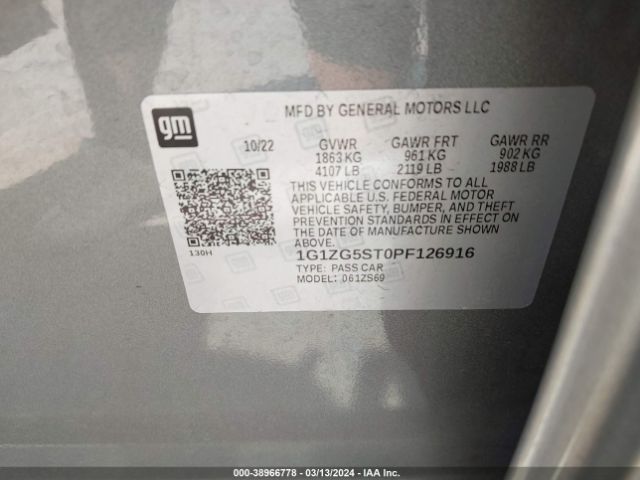 Photo 8 VIN: 1G1ZG5ST0PF126916 - CHEVROLET MALIBU 