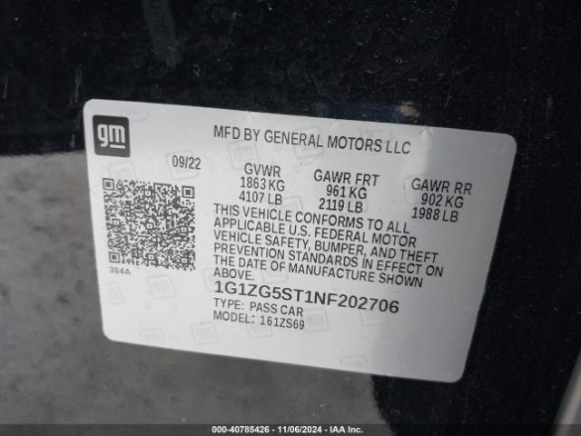 Photo 8 VIN: 1G1ZG5ST1NF202706 - CHEVROLET MALIBU 