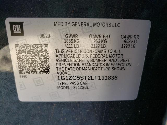 Photo 9 VIN: 1G1ZG5ST2LF131836 - CHEVROLET MALIBU RS 