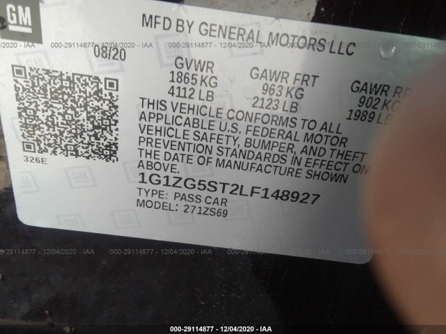 Photo 8 VIN: 1G1ZG5ST2LF148927 - CHEVROLET MALIBU 