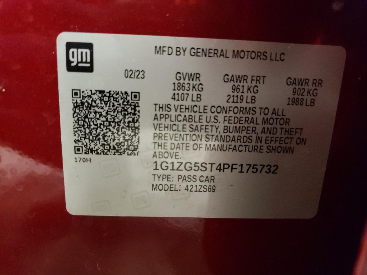 Photo 11 VIN: 1G1ZG5ST4PF175732 - CHEVROLET MALIBU 