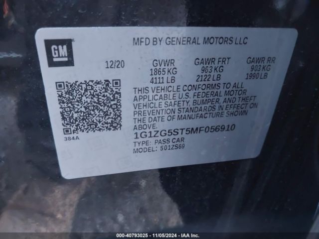 Photo 8 VIN: 1G1ZG5ST5MF056910 - CHEVROLET MALIBU 