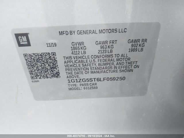 Photo 8 VIN: 1G1ZG5ST6LF059250 - CHEVROLET MALIBU 