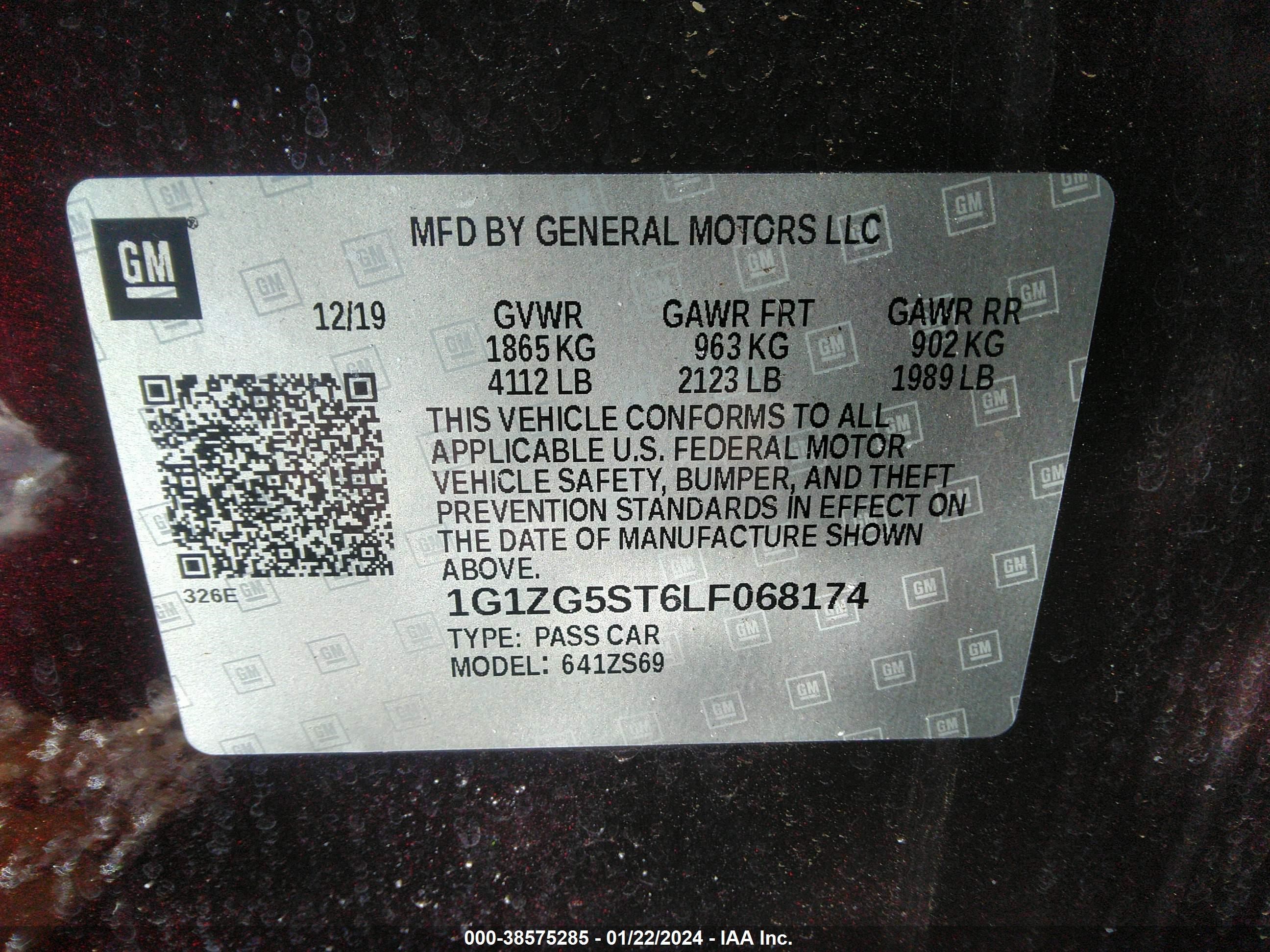 Photo 8 VIN: 1G1ZG5ST6LF068174 - CHEVROLET MALIBU 