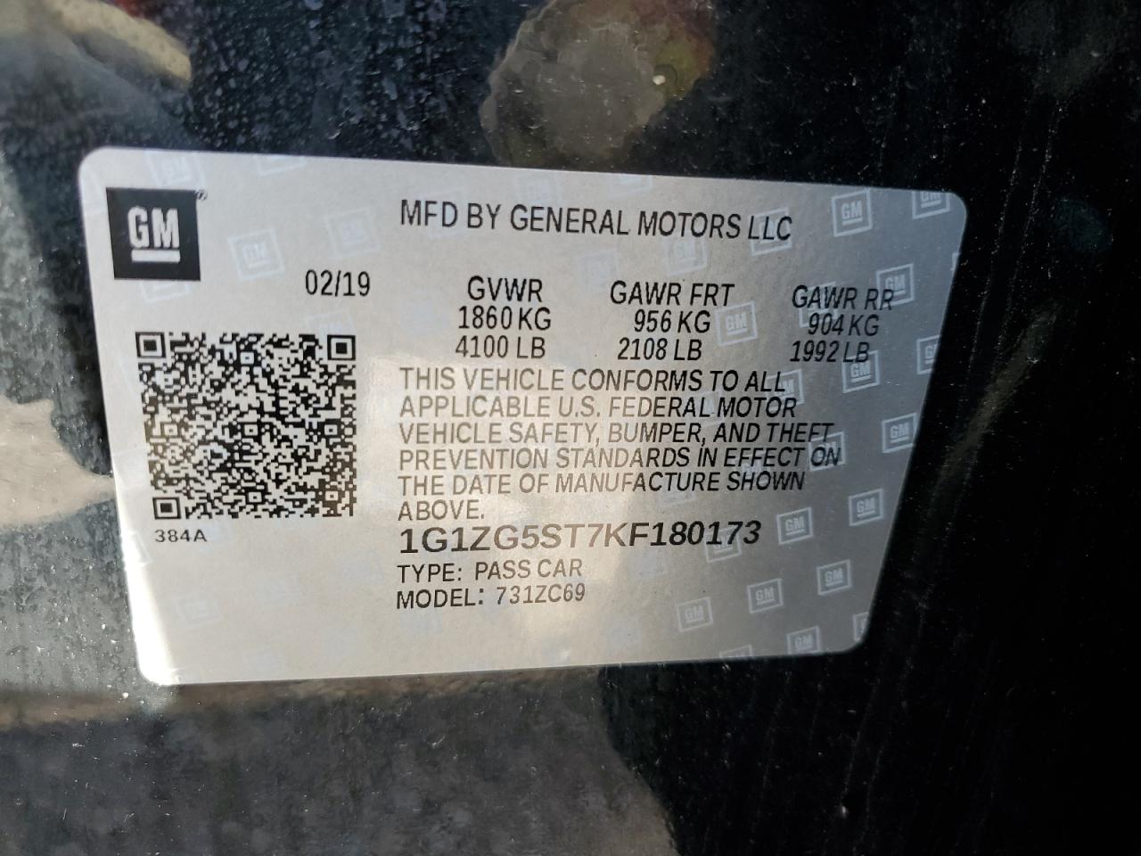 Photo 11 VIN: 1G1ZG5ST7KF180173 - CHEVROLET MALIBU 