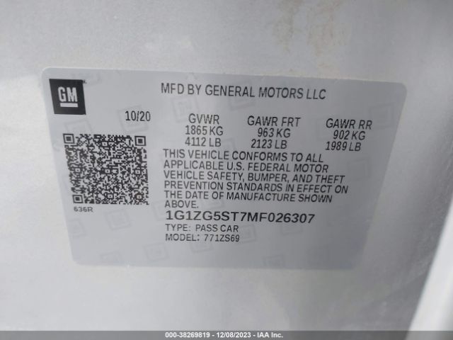 Photo 8 VIN: 1G1ZG5ST7MF026307 - CHEVROLET MALIBU 