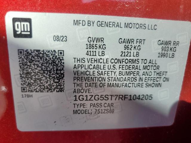 Photo 11 VIN: 1G1ZG5ST7RF104205 - CHEVROLET MALIBU RS 