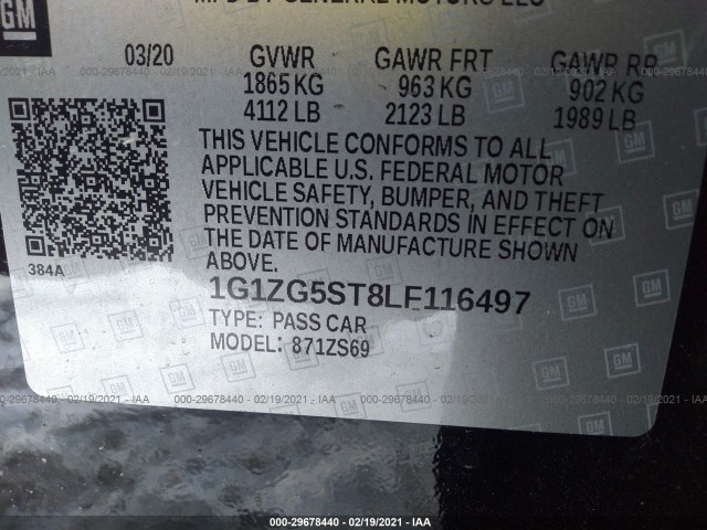 Photo 8 VIN: 1G1ZG5ST8LF116497 - CHEVROLET MALIBU 