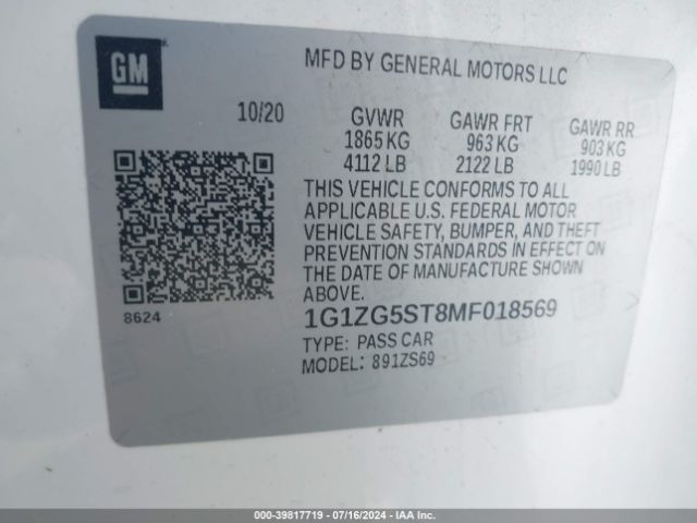 Photo 8 VIN: 1G1ZG5ST8MF018569 - CHEVROLET MALIBU 