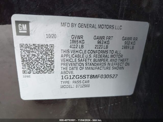 Photo 8 VIN: 1G1ZG5ST8MF030527 - CHEVROLET MALIBU 