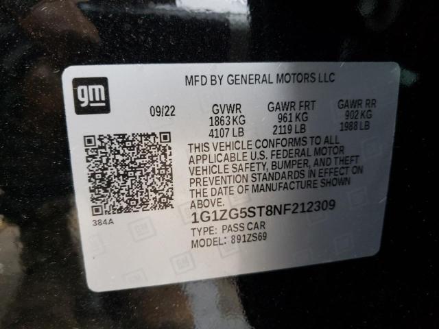 Photo 9 VIN: 1G1ZG5ST8NF212309 - CHEVROLET MALIBU RS 