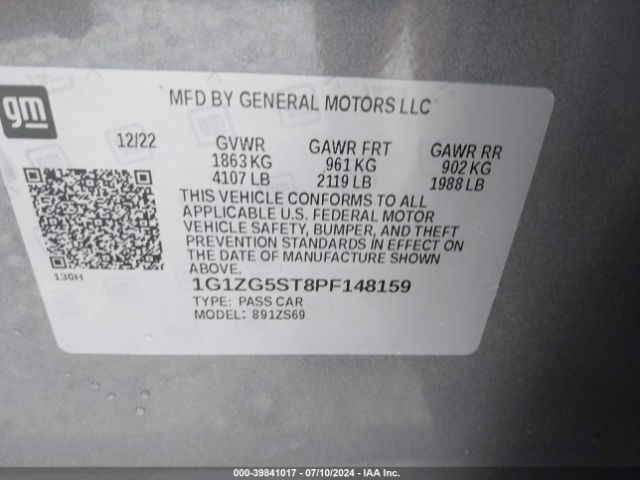 Photo 8 VIN: 1G1ZG5ST8PF148159 - CHEVROLET MALIBU 