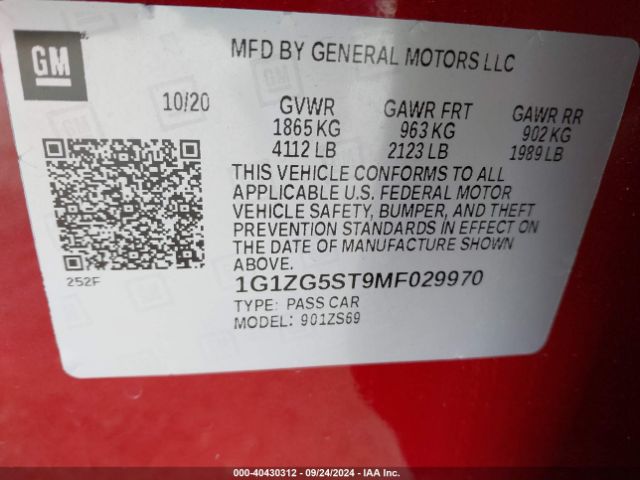 Photo 8 VIN: 1G1ZG5ST9MF029970 - CHEVROLET MALIBU 