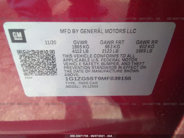 Photo 8 VIN: 1G1ZG5ST9MF039155 - CHEVROLET MALIBU 